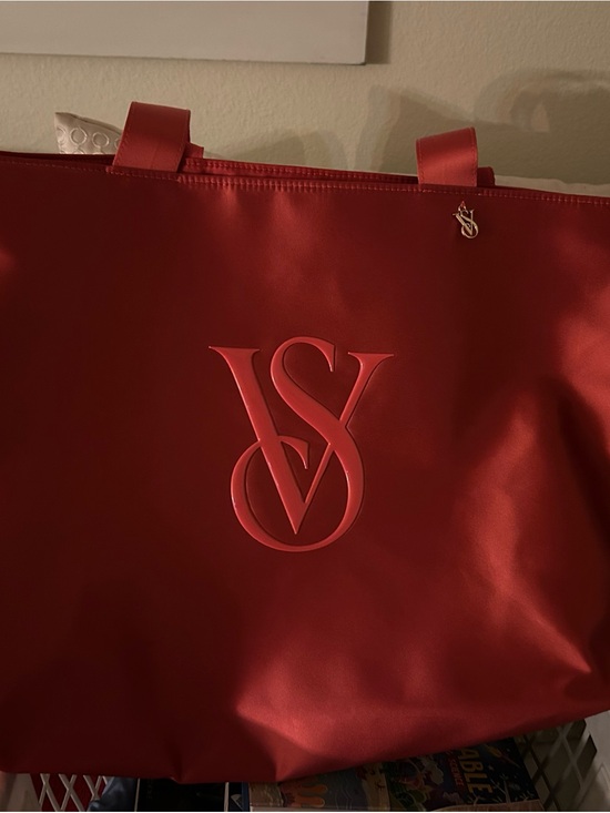 Victoria's Secret Accessories - Victoria's Secret Red Embossed VS Tote